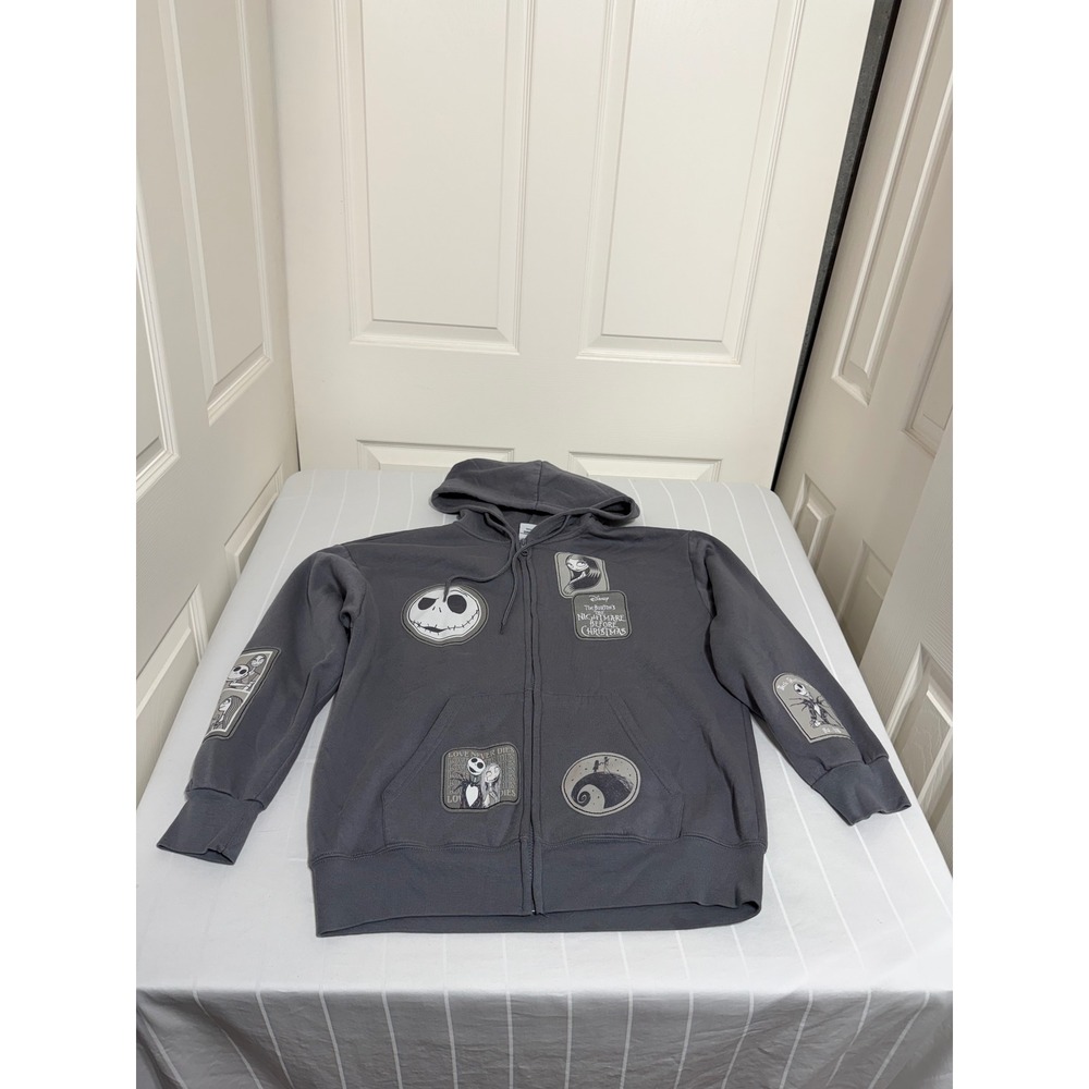 Disney Nightmare Before Christmas Jack Skellington Zip Hoodie Gray M